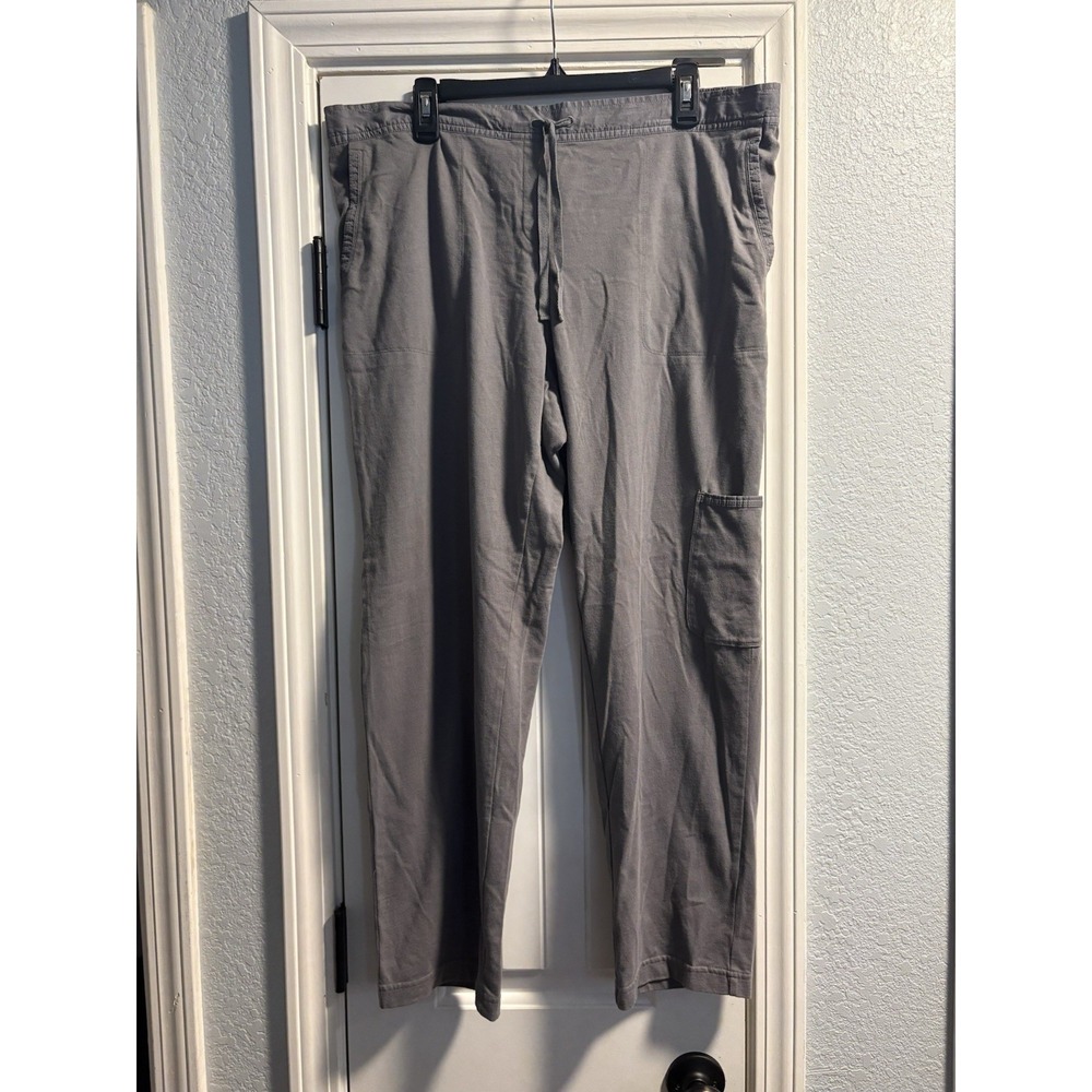 J Jill Pants Womens Large Gray Cargo Style Wide Leg Drawstring Waist 100% Cotton